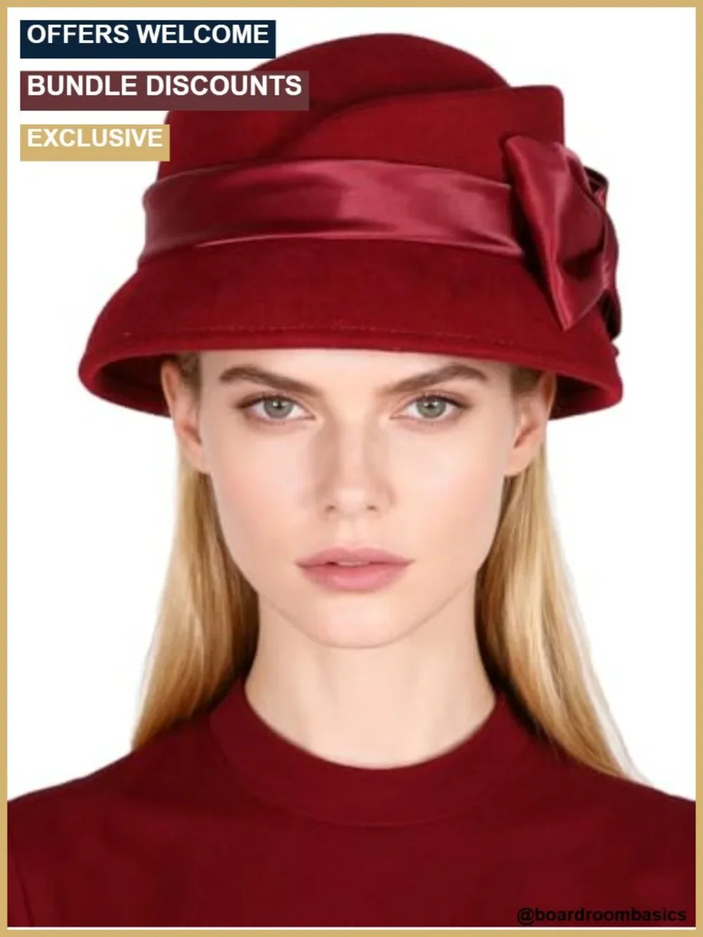 Women's Wool Felt Fedora Hat - Elegant Cloche with Bow Ribbon
